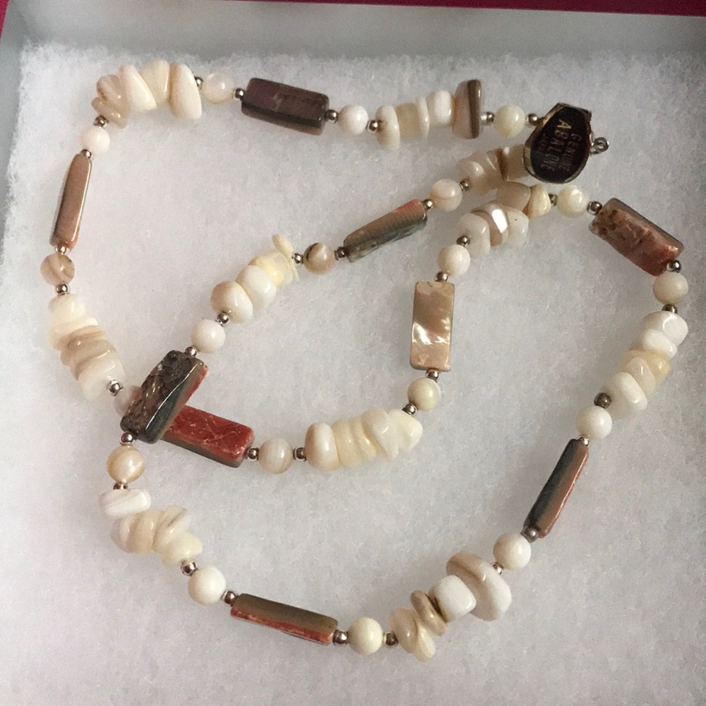 Vintage Japan Genuine Abalone Shell Bead Necklace - Picture 2 of 9